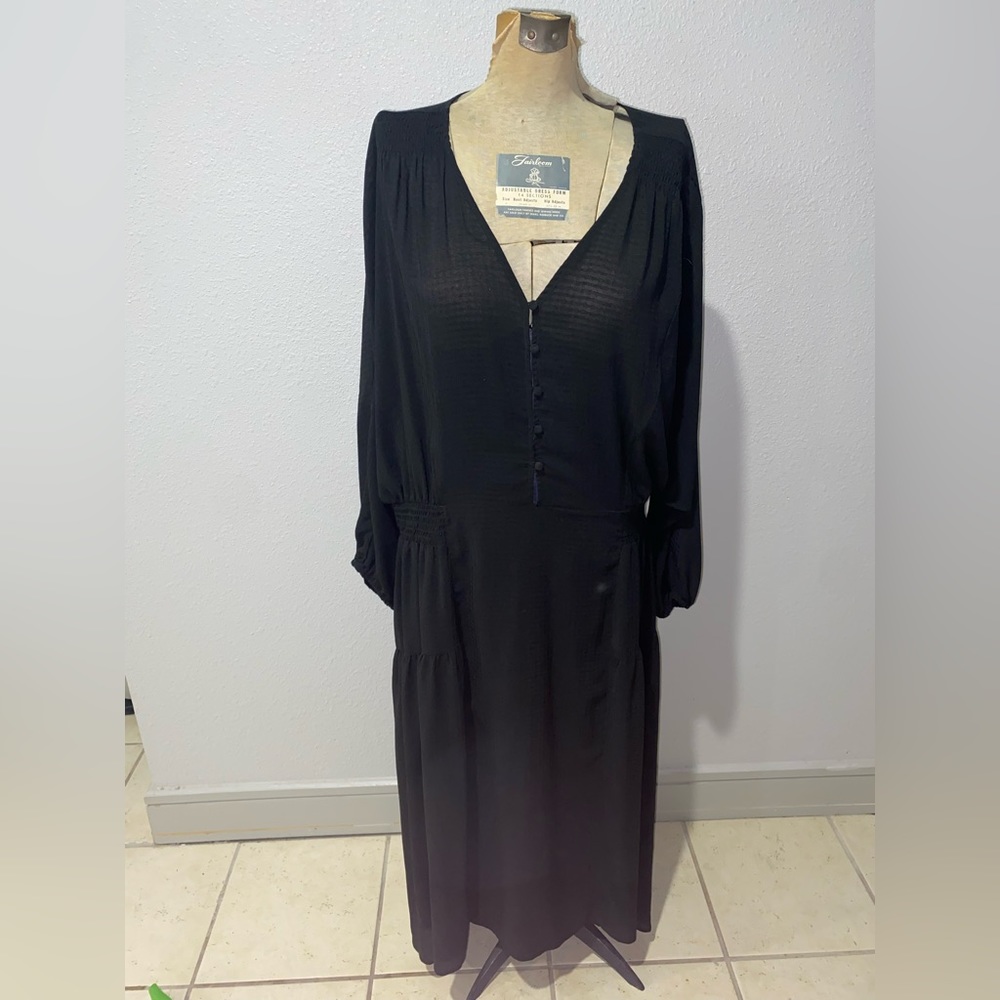 Sheer black maxi dress long puff sleeves